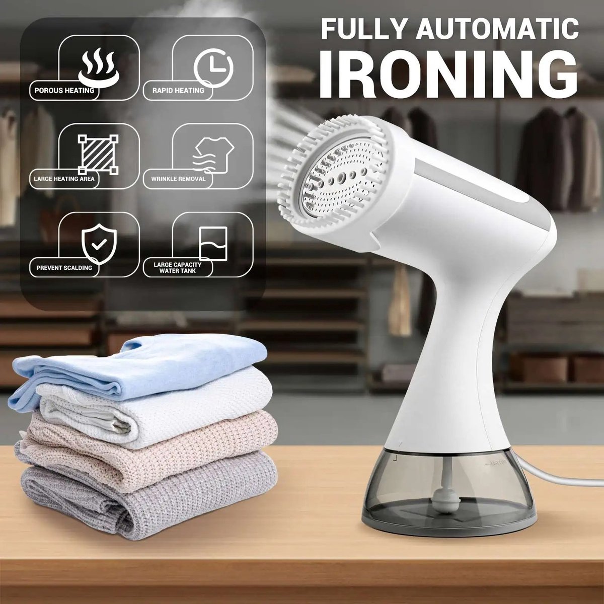 Kledingstukken Netjes Glad Stomen Hangende Stoomreiniger 1500W Draagbare Stof Kreukels Verwijderen Van Kleding Luxe Strijkijzer Snelle Warmte Voor Thuis En Reizen