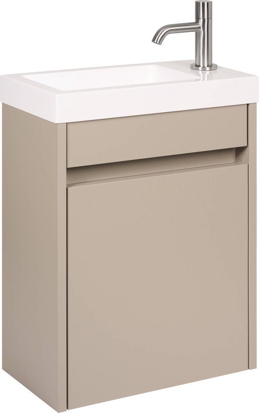 Saqu Florence Toiletmeubel - Voorgemonteerd - in Grijs met Fontein Links/rechts - Fonteinmeubel - WC Kastje - WC Meubel