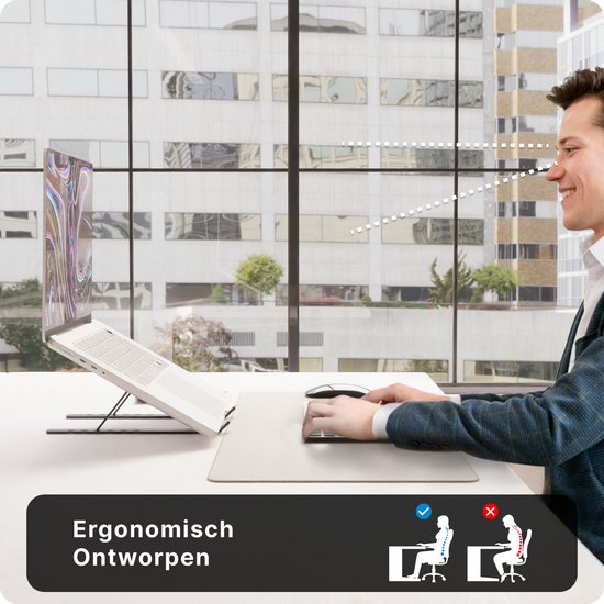 Voomy Office Laptop Standaard Verstelbaar - Ergonomische Stand - Aluminium - Zwart