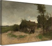 Huisje aan de Zandweg - Anton Mauve portret - Landschap wanddecoratie - Schilderijen canvas Natuur - Wanddecoratie klassiek - Muurdecoratie canvas - Decoratie muur 70x50 cm