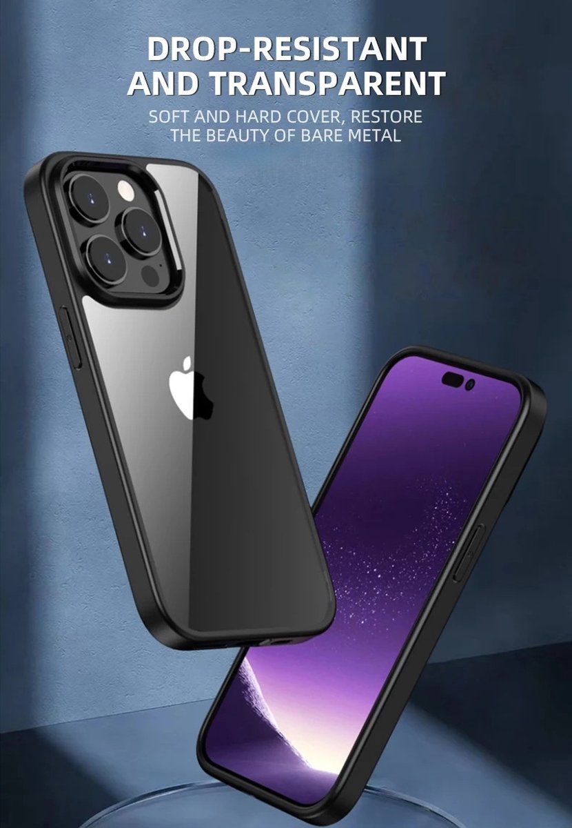 ATB– Anti Shock – iphone 15 Pro Max – Backcover Transparant Zwart