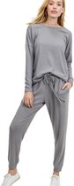 Stijlvolle Dames Huispak / Tracksuit / Joggingspak - Grijs - Maat M