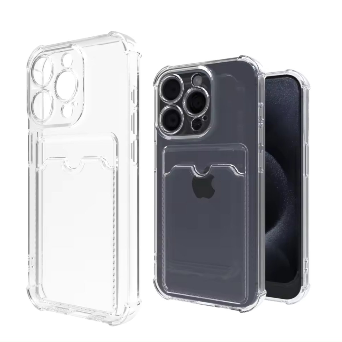 Optimity hoesje voor iPhone 15 PRO MAX Clear Case met Cardholder Transparant