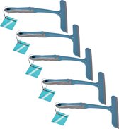 Discountershop Set van 5 Handmatige Raamwissers - Multifunctionele Schoonmaakset (16cm x 2cm x 26cm ) - Blauw