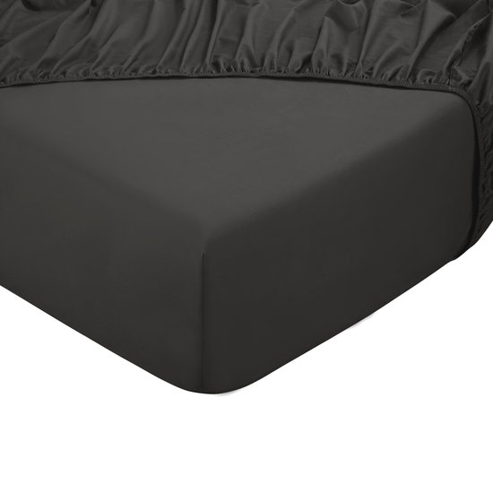 PHLOX Drap-Housse 160x200 cm 2 Personnes - 100% Satin de Coton Qualité supérieure 300 TC - Élastique tout autour – anthracite