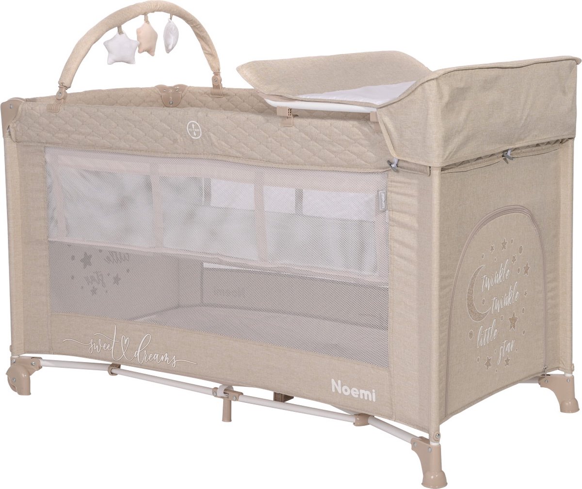Lorelli Noemi Plus Fog Beige Star Campingbed Met Bodemverhoger