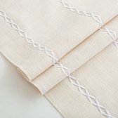 Beige Boho polyester, geurloze tafelloper, landelijke tafelloper met kwastjes 228 x 32 cm – ivoor