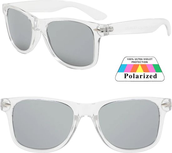 Fako Fashion® - Zonnebril Classic Polarised - Polariserend - Gepolariseerd - Heren Zonnebril - Dames Zonnebril - Transparant - Zilver van Fako Fashion® — afbeelding 4