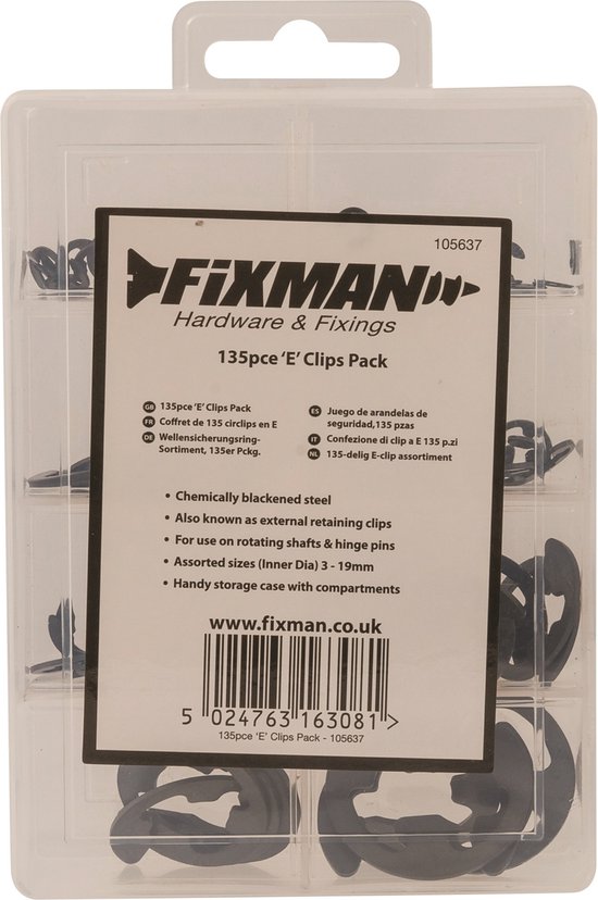 E-clip assortiment - 135-delig - 105637 - Fixman