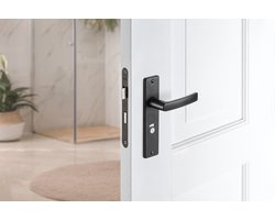 AXA Deurbeslag set Binnendeur - Edge Basic Blok - Deurkruk Zwart - voor toilet/badkamer TL63-8 - Deurklink met schild
