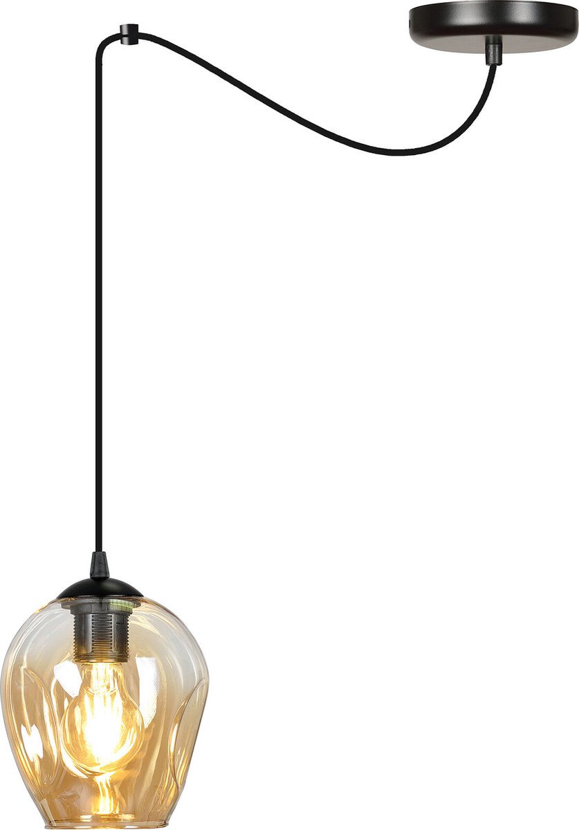 Emibig Malmo amberkleurige 1L pendel E27 decentraliseerbaar - Perfect voor sfeervolle verlichting in elke ruimte