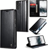 CaseMe - Étui de téléphone adapté pour Samsung Galaxy A55 5G - Étui portefeuille à rabat - Fermeture magnétique - Zwart