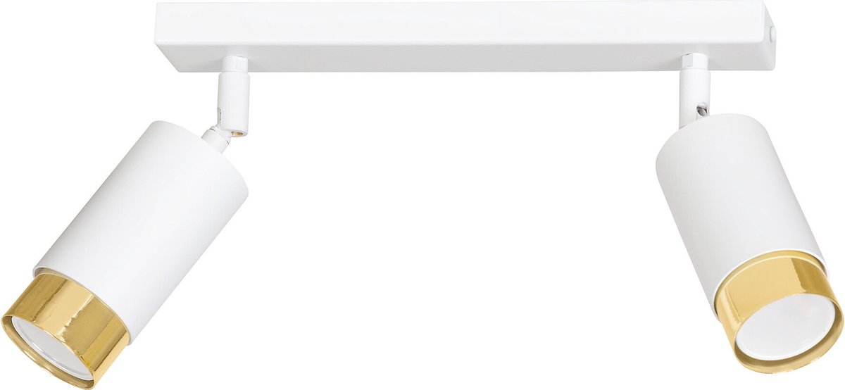 Emibig Boras dubbele wit met goud afwerking plafondspot richtbaar GU10 - Perfecte verlichting voor moderne interieurs