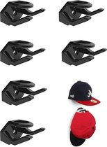 Zelfklevende haken, 6 stuks zwarte hoedenhalsters, hoedenhouder, toverstaf zonder boren, sterke bevestiging, voor handtassen, opbergruimte, hoeden, opbergruimte
