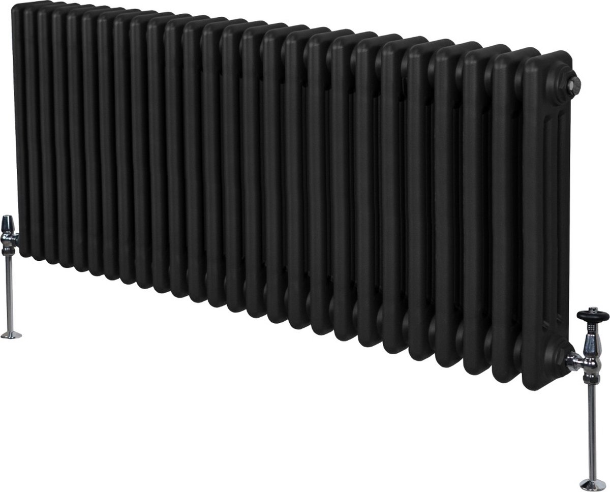 Traditionele 3 kolom radiator - zwart - 600x1192mm - 6255 btu