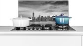 Spatscherm keuken 60x30 cm - Kookplaat achterwand Manhattan New York in zwart-wit - Muurbeschermer - Spatwand fornuis - Hoogwaardig aluminium