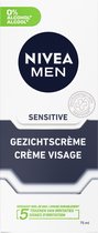 NIVEA MEN Sensitive Gezichtscrème - Gevoelige huid - Alcoholvrij - Met kamille en hamamelis - 2 x 75 ml