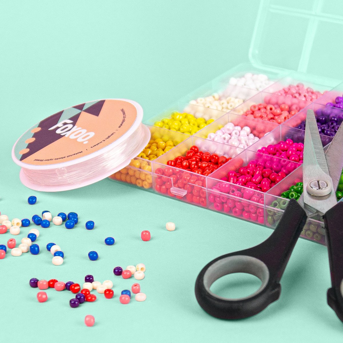 Kralen Set Glaskralen 4 mm voor sieraden maken, ketting, telefoonkoord en armbandjes maken meisjes - 24 kleuren - 3600 Rocailles in opbergbox — afbeelding 2