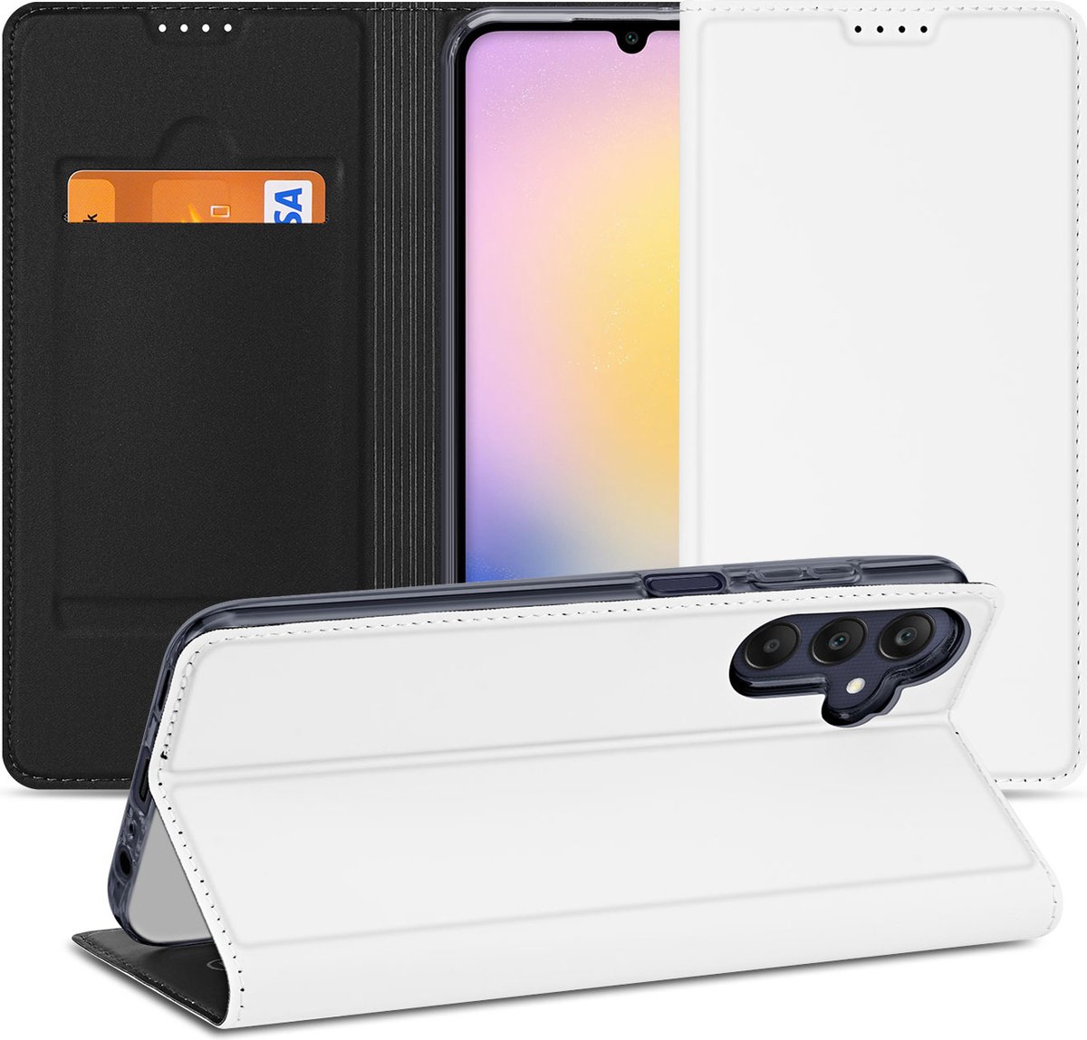 Stand Case Hoesje Samsung Galaxy A25 Wit met Pashouder
