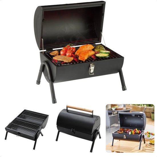 Cilinder tafel houtskoolbarbecue zwart