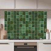 Spatscherm keuken 120x80 cm - Kookplaat achterwand Tegel - Groen - Luxe - Patroon - Muurbeschermer - Spatwand fornuis - Hoogwaardig aluminium