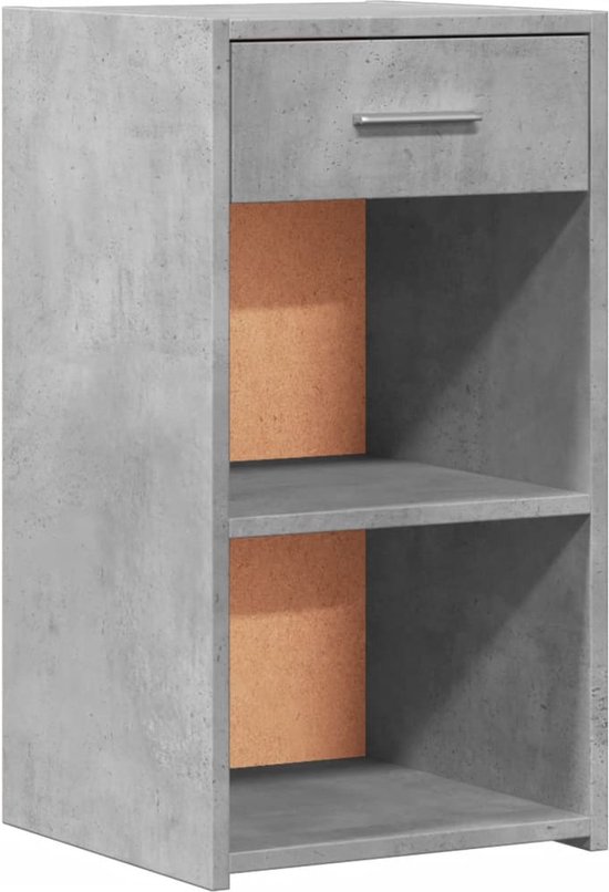 vidaXL - Nachtkastje - 35x34x65 - cm - bewerkt - hout - betongrijs