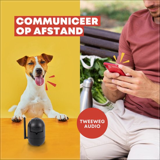 Camicoo® Beveiligingscamera binnen - Huisdiercamera met app - Hondencamera - Petcam - Incl. 32GB SD - Ultra HD 2K 3MP - Eenvoudige Installatie - Volgt beweging en geluidsdetectie - Alexa, Google Assistant en 5GHz compatibel - Indoor camera - Zwart