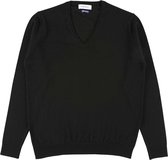 Osborne Knitwear Trui met V hals - Merino wol - Dames - Black - 2XL