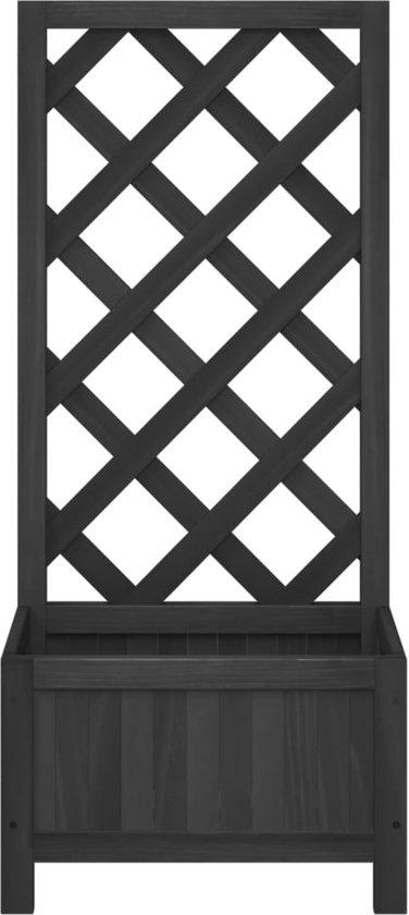 Plantenbak met klimrek - Bloembak - Weerbestendig - Met trellis - Buiten - Hout - Plantenrek - 22 Liter - Zwart