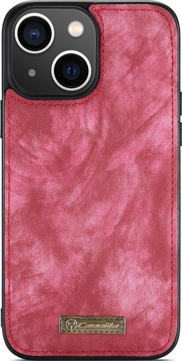 Caseme Telefoonhoesje geschikt voor Apple iPhone 15 Hoesje | Caseme 008 Uitneembare 2in1 Bookcase Portemonnee | Pasjeshouder voor 8 Pasjes | Telefoonhoesje voor Pinpas / OV Kaart / Rijbewijs - Rood