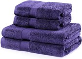 Set van 4 katoenkwaliteit 525g/m² 2 handdoeken 50x100 cm en 2 badhanddoeken 70x140 cm violet absorberend Marina