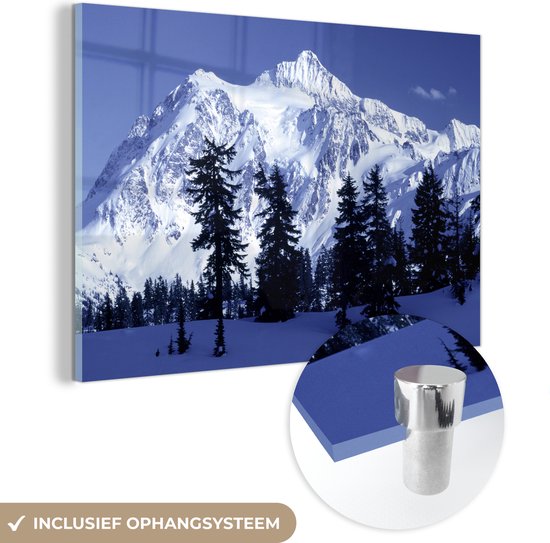 MuchoWow® Peinture sur verre 120x80 cm - Peinture sur verre acrylique - Berg aux neiges éternelles - Photo sur verre - Peintures