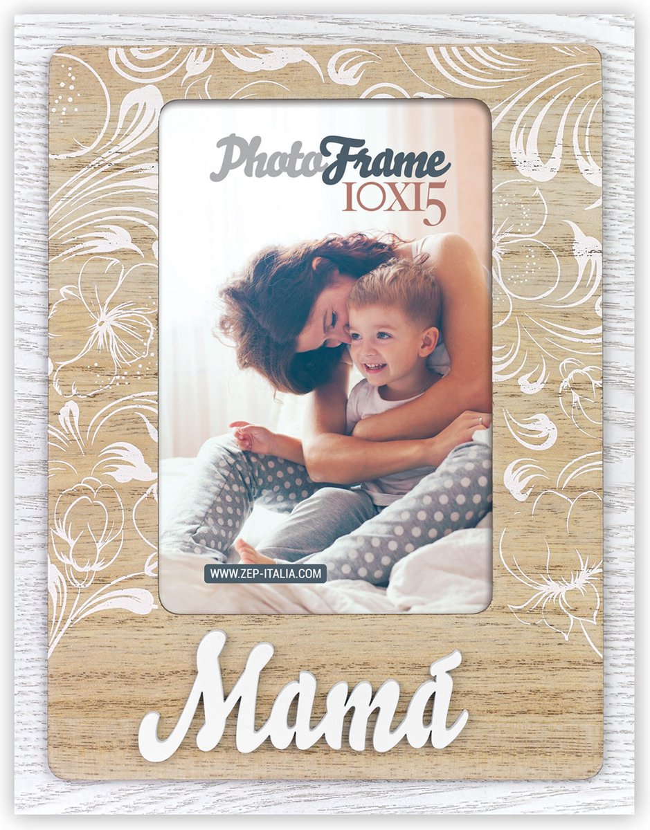 Zep Houten Fotolijst met tekst Mama / Alessia ES Bruin voor foto 10x15 - FE8846