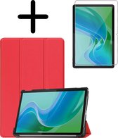 Hoesje Geschikt voor Lenovo Tab M11 Hoes Case Tablet Hoesje Tri-fold Met Screenprotector - Hoes Geschikt voor Lenovo Tab M11 (11 inch) Hoesje Hard Cover Bookcase Hoes - Rood