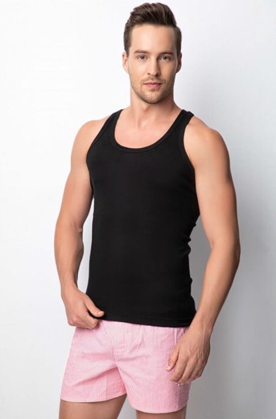 Paquet de 3 - Chemise licou pour hommes - Maillot de corps pour hommes - 100% Katoen côtelé - Singlet pour hommes - Zwart- Taille XL