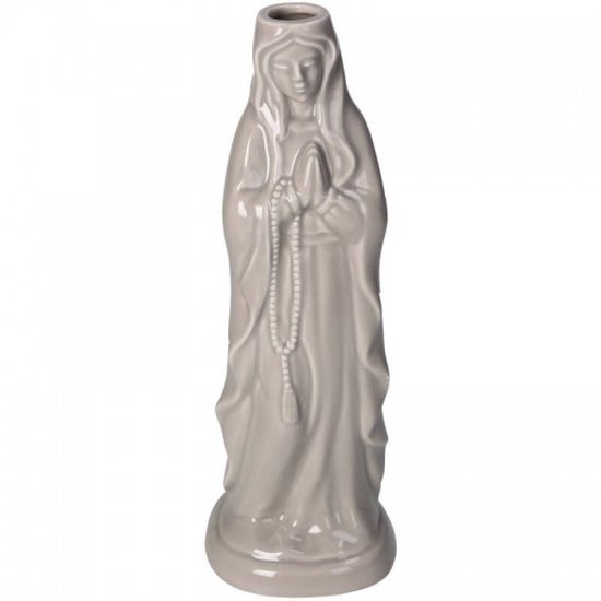 Supervintage Vaas beeldje Heilige Maria Grijs H 28 cm