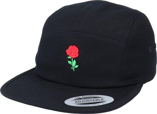 Hatstore- Tiny Red Rose Black 5-Panel - Iconic Cap