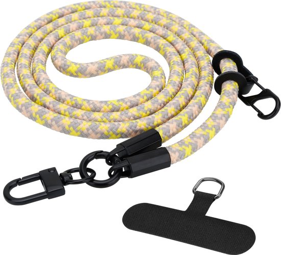 Chaîne de téléphone portable Cadorabo pour Honor 7 en JAUNE - GRIS - Étui pour téléphone portable avec cordon de sangle réglable à accrocher autour du cou