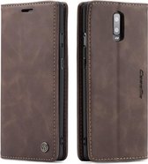 CaseMe Book Case - Geschikt voor OnePlus 7 Hoesje - Donkerbruin