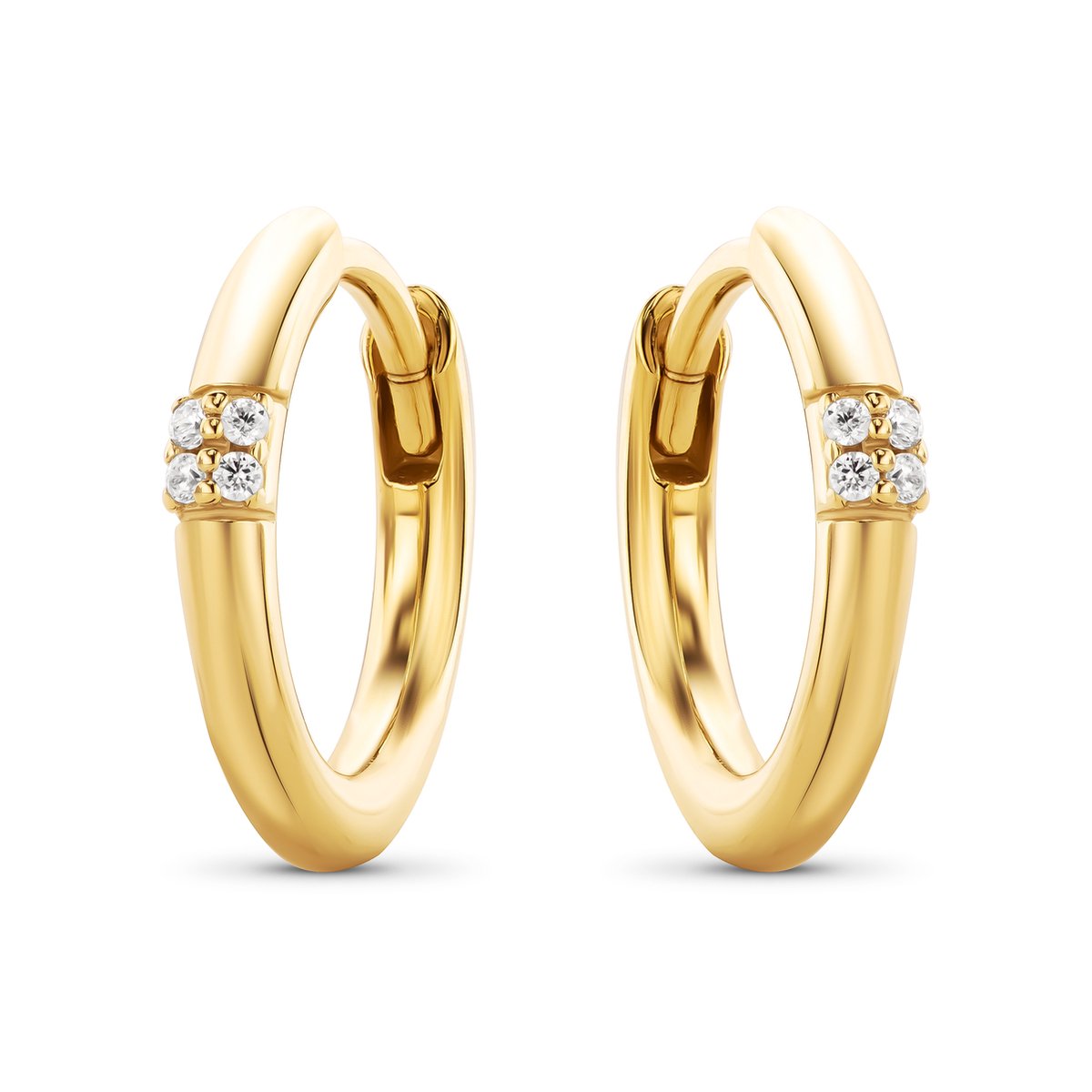 Miore Pure Oorbellen Dames - van Verguld Zilver - Met Zirkonen - Hypoallergeen - 13 mm