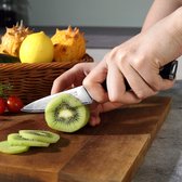 Damast schilmes 9 cm - groente- en fruitmes Japans VG10 keukenmes met ergonomische zwarte G10-handgreep