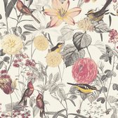 Papier peint à Fleurs Profhome 372761-GU papier peint intissé lisse à motif floral rouge jaune gris mat 5,33 m2