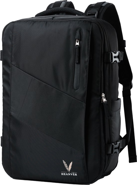 HEANVER Prestige Elite - Reistas handbagage - Weekendtas - 15.6 inch laptop Rugzak - Backpack Waterafstotend - liter tas - Zwart / Antraciet