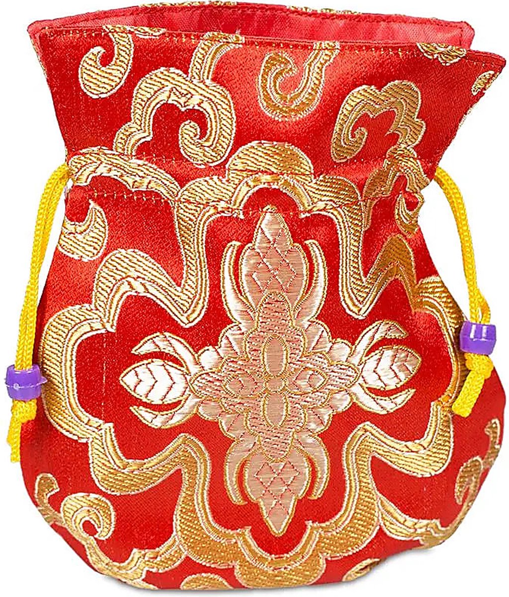 Brokaattasje rood gevoerd - 10X14