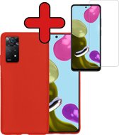 Hoesje Geschikt voor Xiaomi Redmi Note 11s Hoesje Siliconen Case Hoes Met Screenprotector - Hoes Geschikt voor Xiaomi Redmi Note 11s Hoes Cover Case - Rood