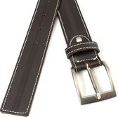 JV Belts Donker bruine heren riem - heren riem - 3.5 cm breed - Bruin - Echt Leer - Taille: 90cm - Totale lengte riem: 105cm