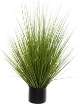 Atmosphera siergras kunstplant - grasplant sprieten - donkergroen - H74 cm - in pot - pvc - kunstplanten binnen - helmgras