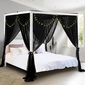 Hemelbedgordijnen met 4 hoekpalen voor volwassenen Klamboe voor bed Luxe bedgordijnen voor slaapkamerdecoratie Scheurbestendig polyester