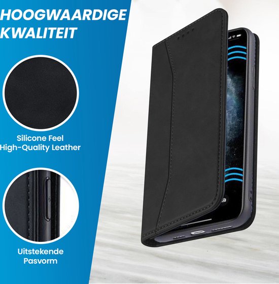 Étui Bookcase iPhone 11 - Magnétique - Cuir - Portefeuille - Étui livre - Portefeuille - Étui à rabat - Apple iPhone 11 - Zwart