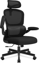 Chaise de bureau ergonomique - Chaise de bureau - Accoudoirs pliants - Chaises de bureau pour Adultes - 150 Kg - Zwart